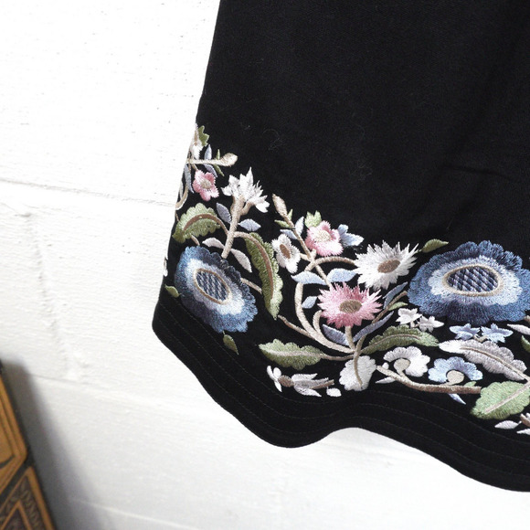 Vintage Embroidered Halter Top Floral Babydoll Pin-Up Style Mini Dress Sz 10 EUC - Picture 6 of 13